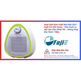 Quạt Sưởi FujiE Gốm Ceramic Mini CH-202 Green - Màu Trắng Viền Xanh Lá